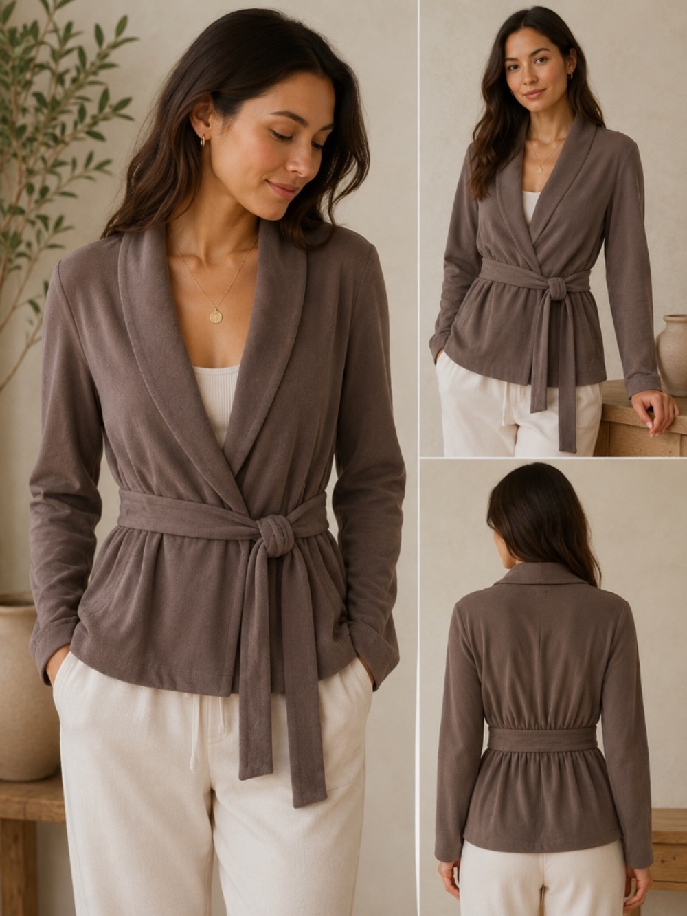 Tahari French Terry Wrap Jacket/Cardigan – Size Medium